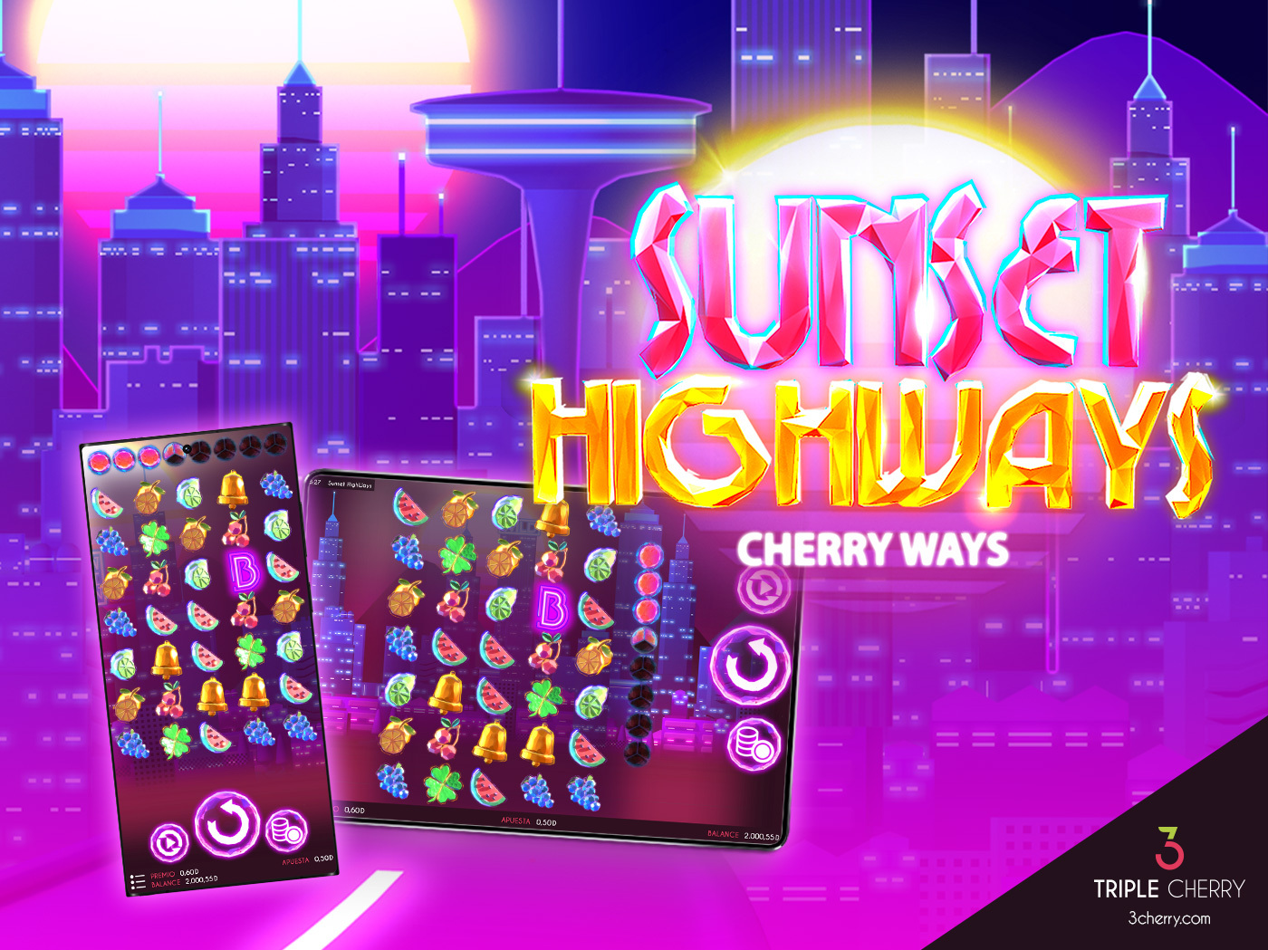Sunset Highways - Triple Cherry Slots
